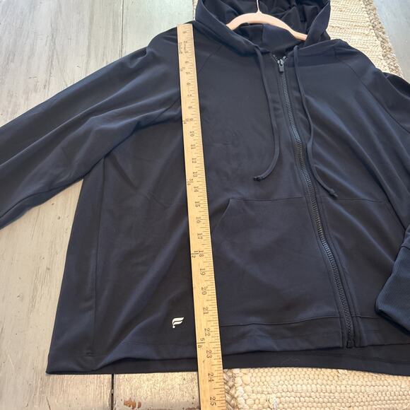 Fabletics Black Oasis Cropped Hoodie Full Zip Sz 1X Athleisure - Picture 4 of 6